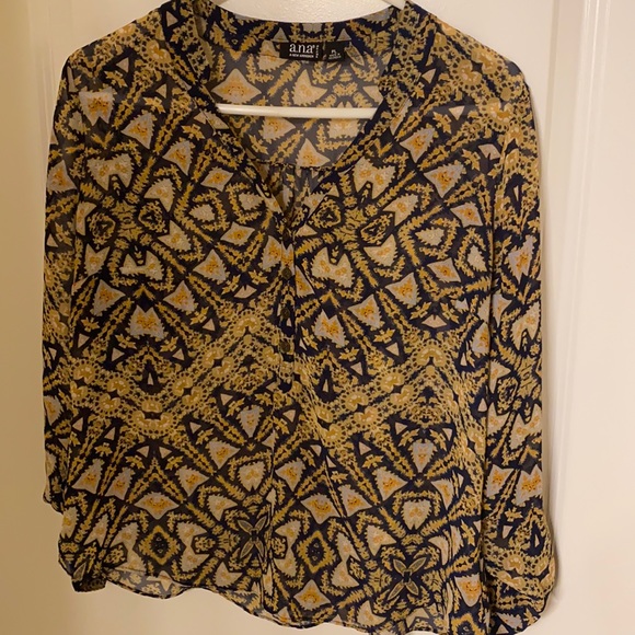 Navy blue/gold blouse - Picture 1 of 4